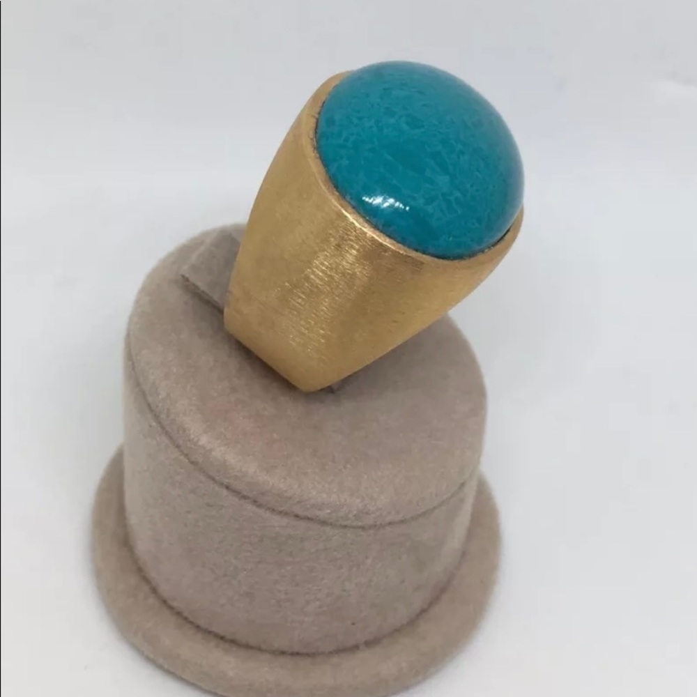 Coctail Turquoise Ring Vermeil Size 7,5 - 7 3/